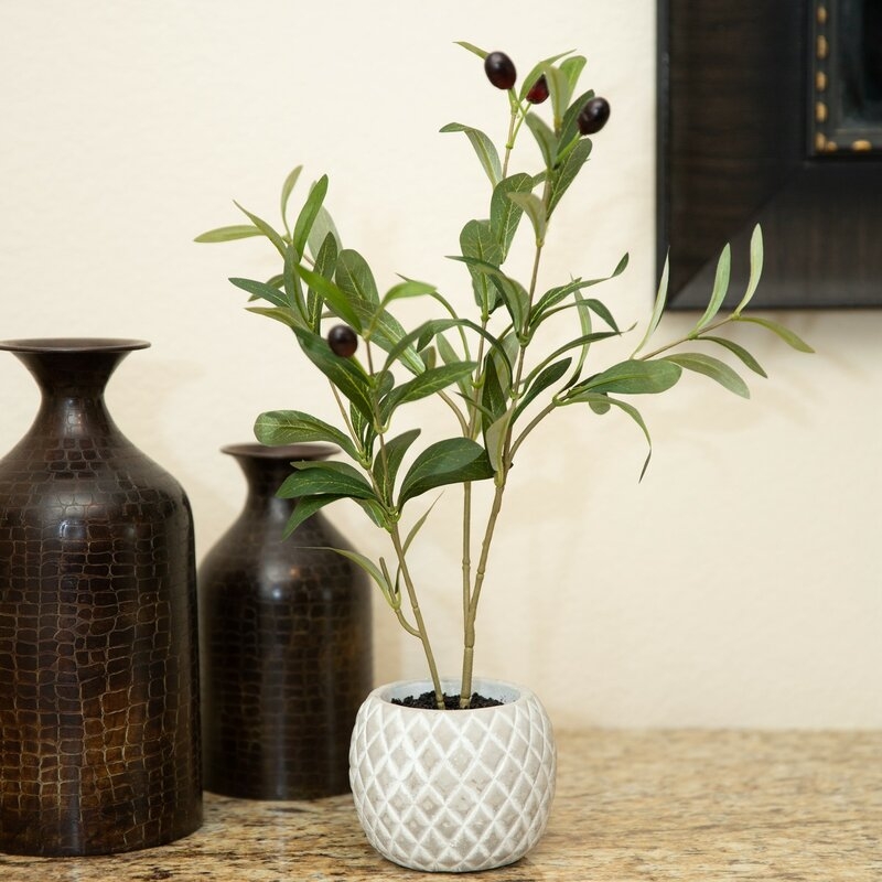 Artificial Olive Tree Plant in Pot, 10" - Image 1