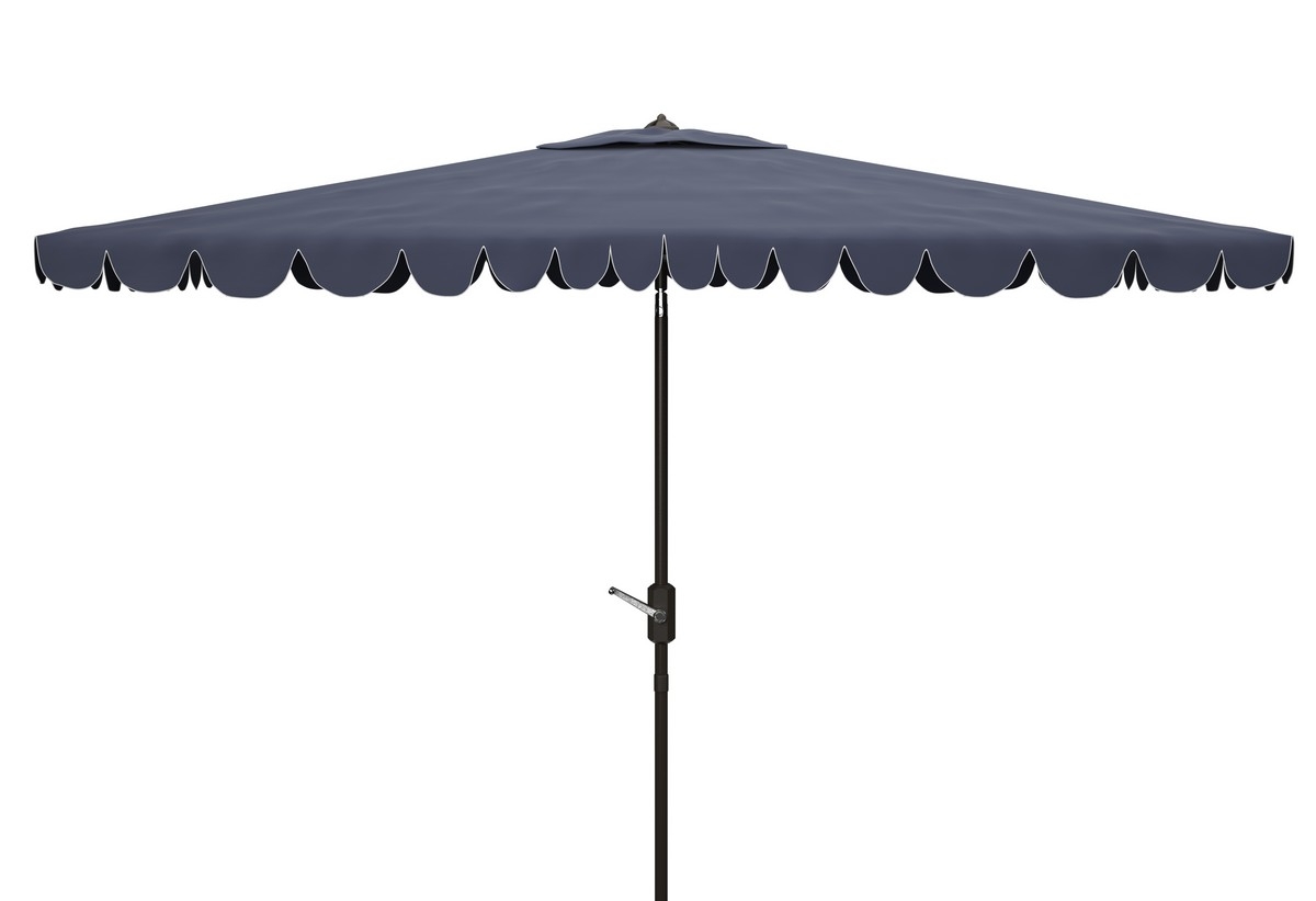 Venice 6.5 x 10 Rectangle Umbrella - Navy/White - Safavieh - Image 0