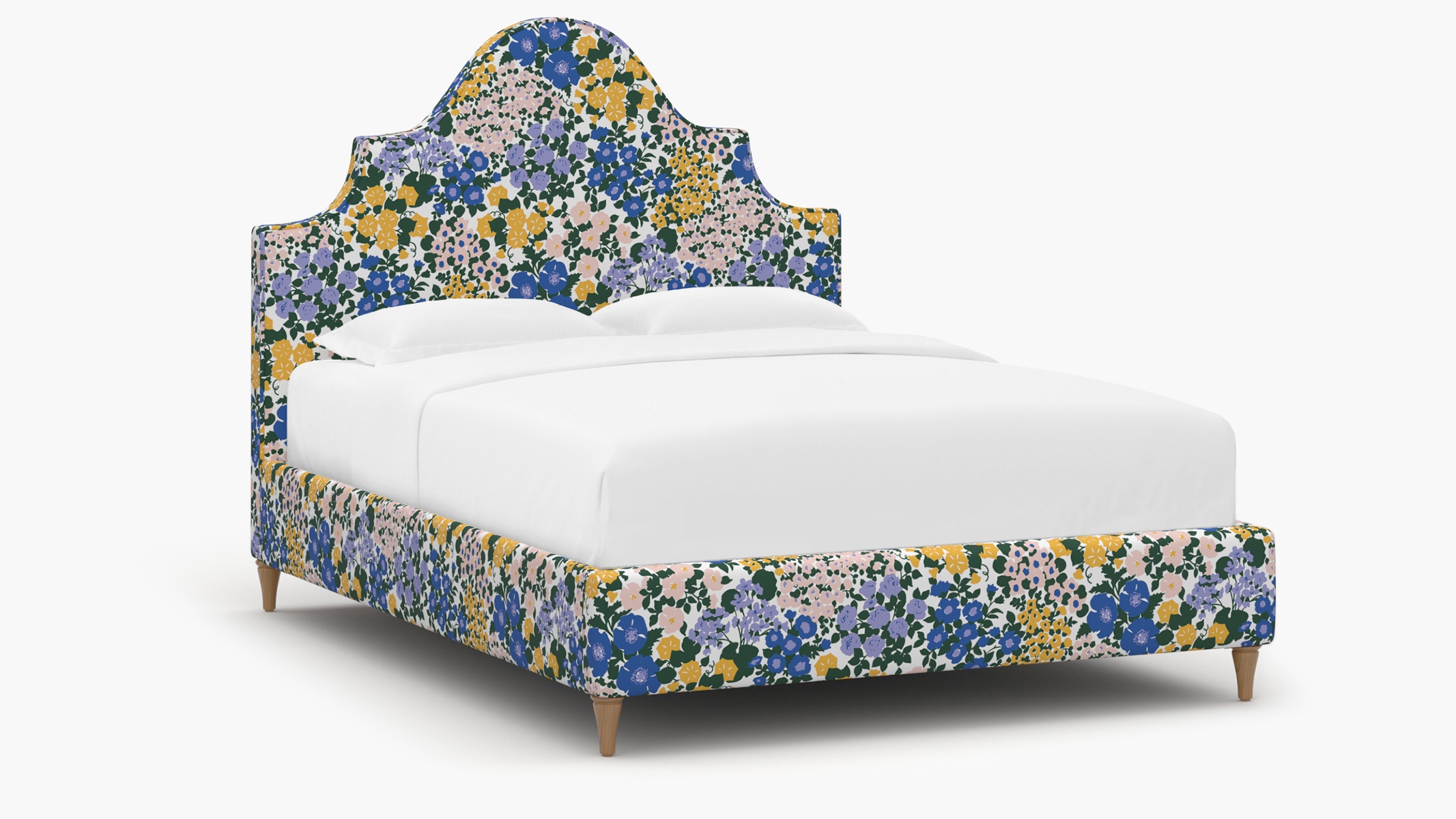 Statement Bed, Lavender Million Flowers, Natural Decorative Tapered Leg, Twin - Image 1