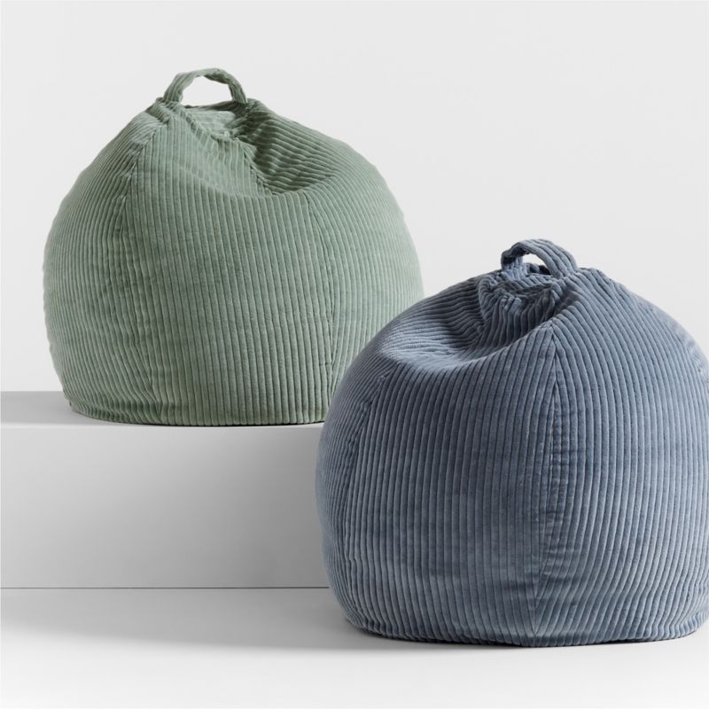 Verte Green Small 30" Organic Cotton Corduroy Kids Lounge Bean Bag Chair - Image 1