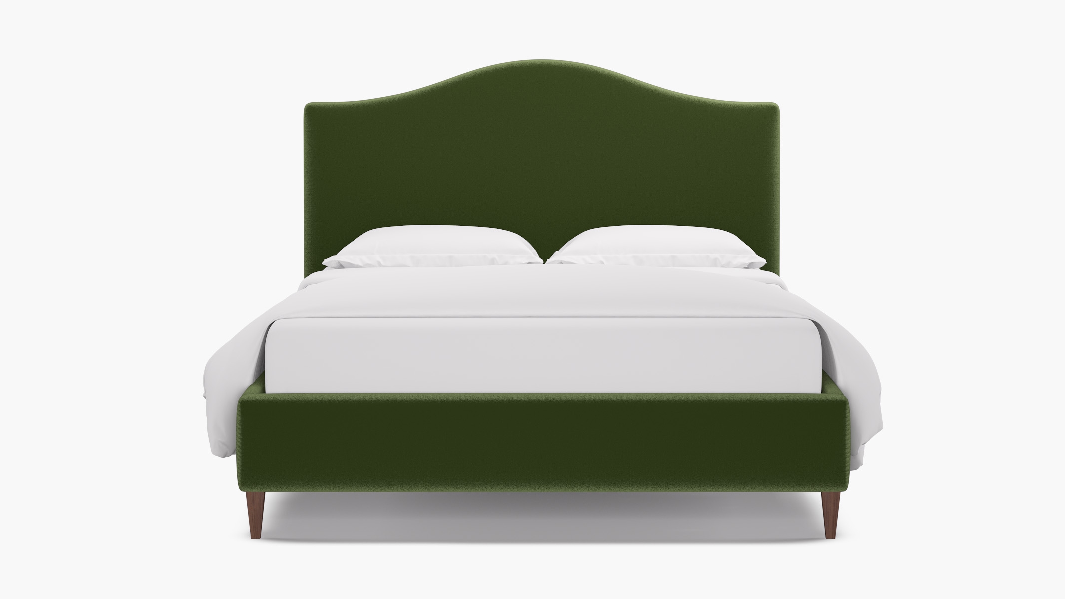 Camelback Bed, Essex Performance Velvet, Walnut Square Tapered Leg, King - Image 0