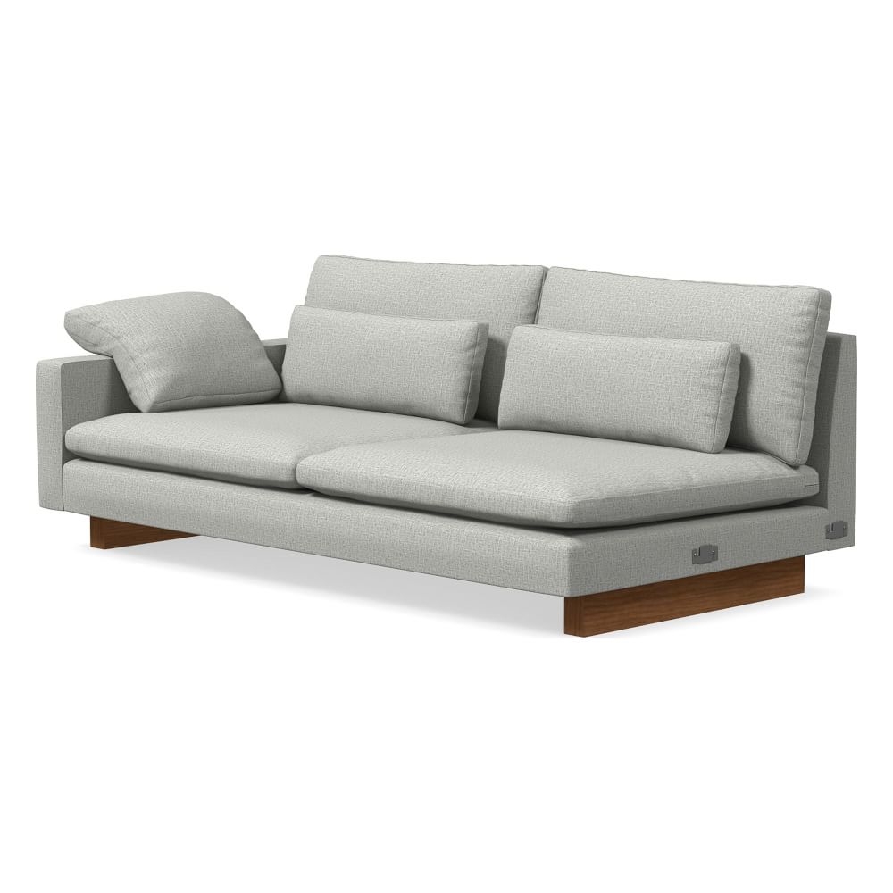 Harmony XL LA Grand Sofa, Down Blend, Deco Weave, Pearl Gray, Dark Walnut - Image 0
