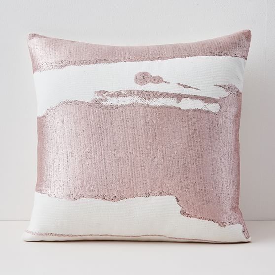 Ink Abstract Pillow Cover with Down Alternative Insert, Adobe Rose, 20"x20" - Image 0