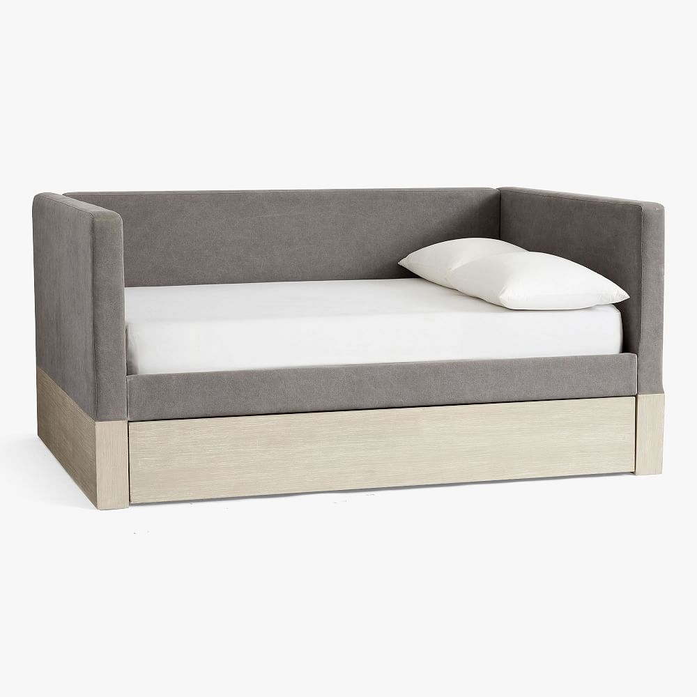 Bailey Daybed with Trundle, Full, Brushed Fog/Enzyme Washed Canvas Light Gray - Image 0