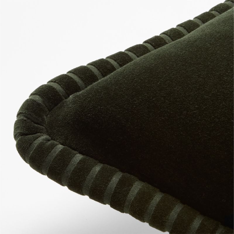 Brye Dark Green Velvet Throw Pillow with Feather-Down Insert 26"x26" - Image 2
