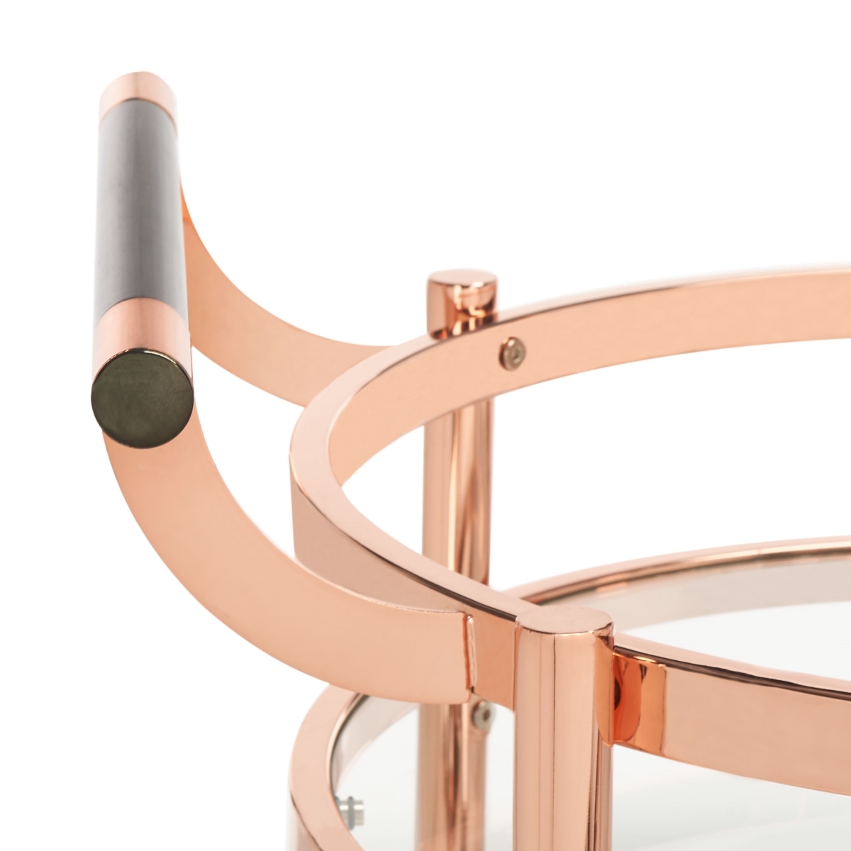Sienna 2 Tier Round Bar Cart - Rose Gold - Safavieh - Image 2