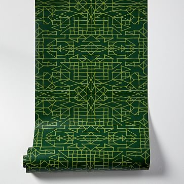 Modern Sketch Wallpaper, Green, Single Roll - Image 0