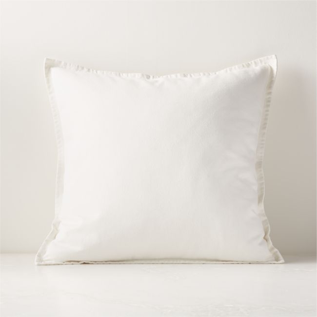 White Denim Throw Pillow with Down-Alternative Insert 20" - Image 0