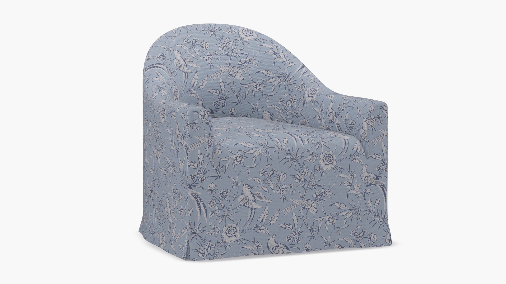 Slipcover Swivel Chair, Blue Aviary - Image 1