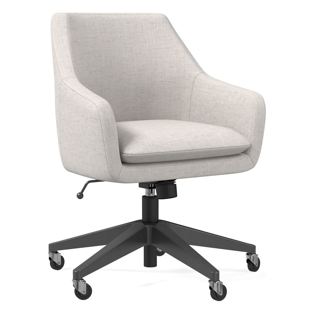 Helvetica Office Chair, Performance Coastal Linen, Stone, Dark Bronze - Image 0