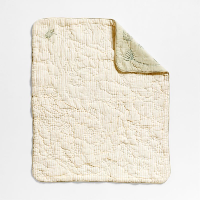 Raphaela Green Seascape Baby Crib Quilt by Jake Arnold - Image 2