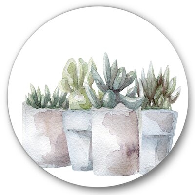 Cactus And Succulent House Plants III - Farmhouse Metal Circle Wall Art - Image 0