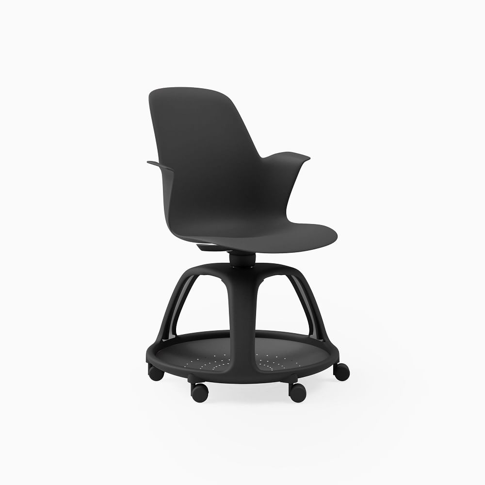 Steelcase Node Tripod Base High Back Chair, Hard Caster, Sterling Dark Solid Shell, Near Black - Image 0