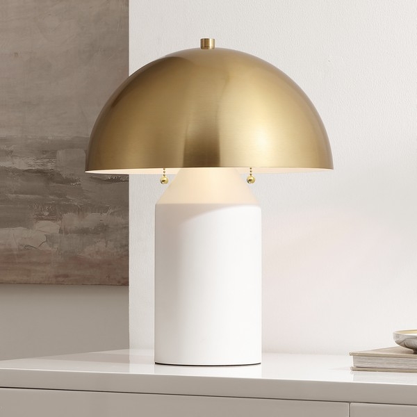 Jove 17.5" Table Lamp - White/Brass - Image 3