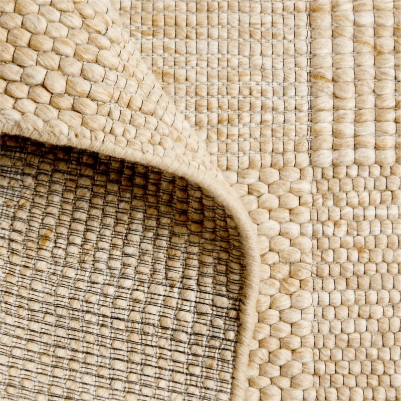 Chunky Squares Wool and Polyester Beige Kids Performance Area Rug 5'x8' - Image 1