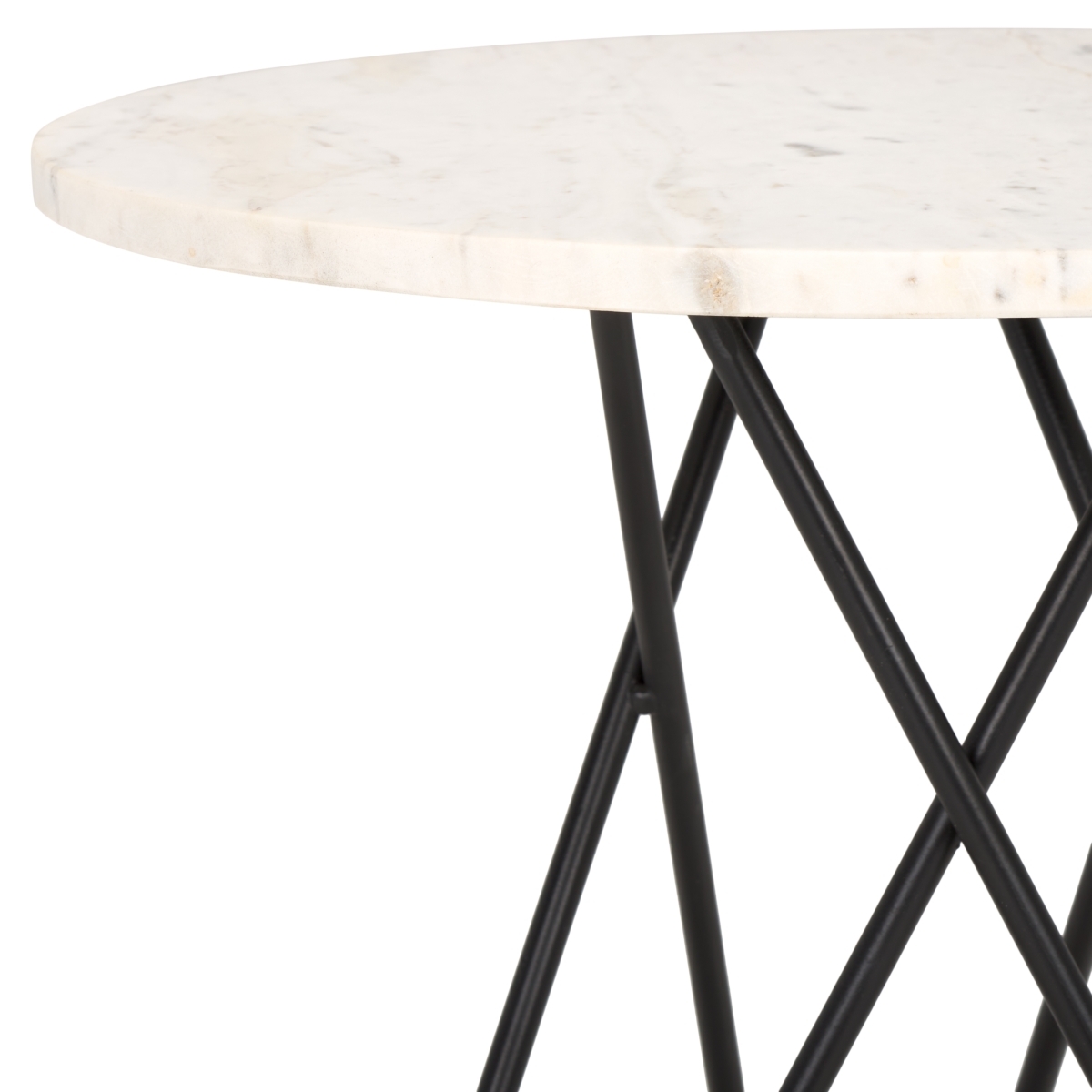Cade Marble Side Table - White Marble / Black - Safavieh - Image 2