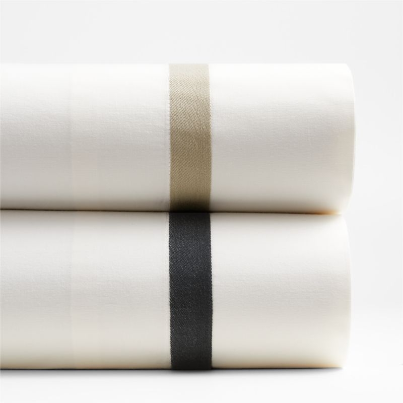 Favorite Organic Cotton Percale Tuxedo Stripe Ink Black Full Bed Sheet Set - Image 4