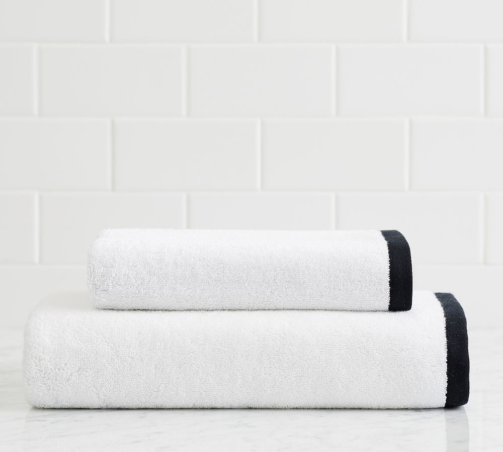 Border Edge Bath Towels, Black - Image 0