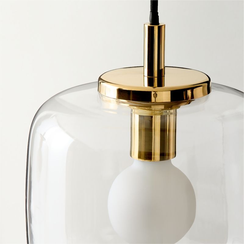 Halen 3-Light Unlacquered Brass Pendant Light with Clear Glass Shade - Image 1