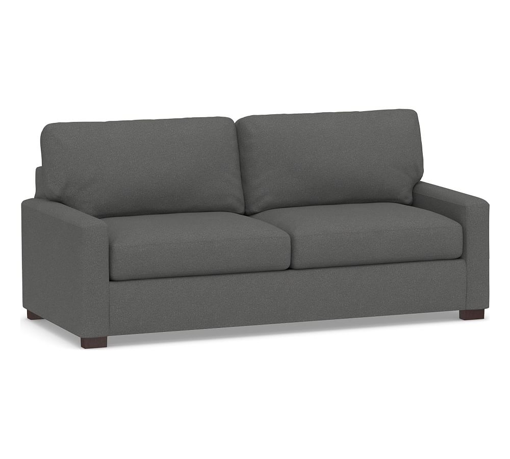 Turner Square Arm Upholstered Sleeper Sofa 2-Seater Without Nailheads, Polyester Wrapped Cushions, Park Weave Charcoal - Image 0