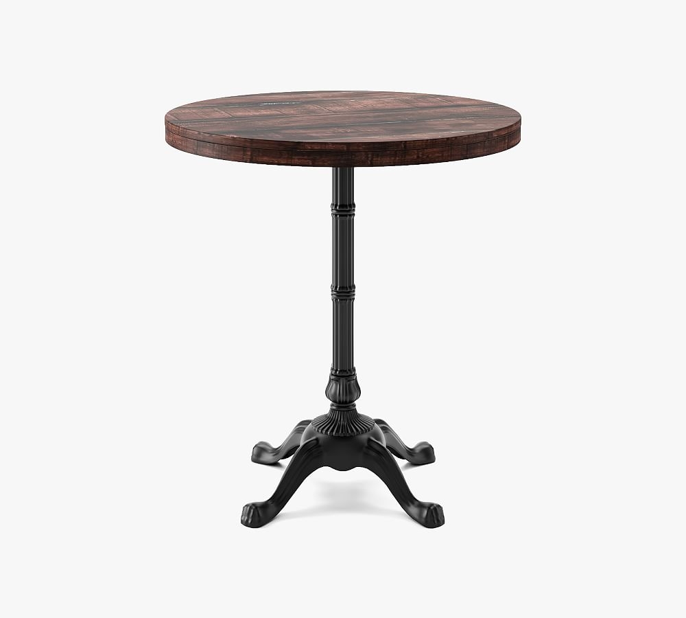 30" Round Pedestal Dining Table, Rustic Mahogany Wood Top, Small Bistro Base - Image 0