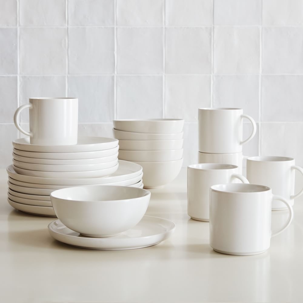 Dinnerware Stoneware White, Set of 24 - Image 0