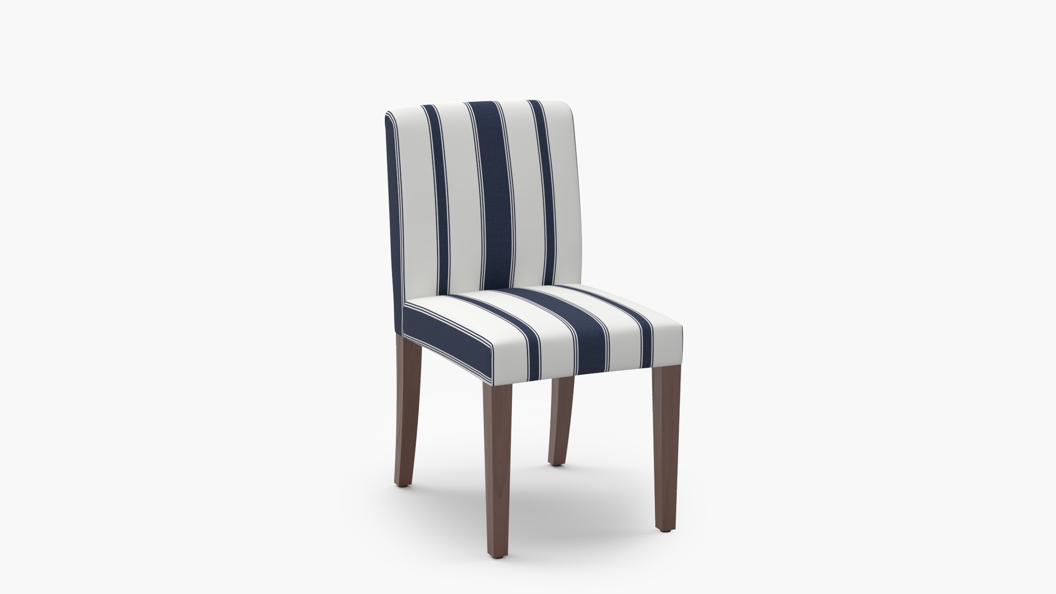 Signature Dining Chair, Navy Clarence Stripe, Walnut Square Tapered Leg - Image 1