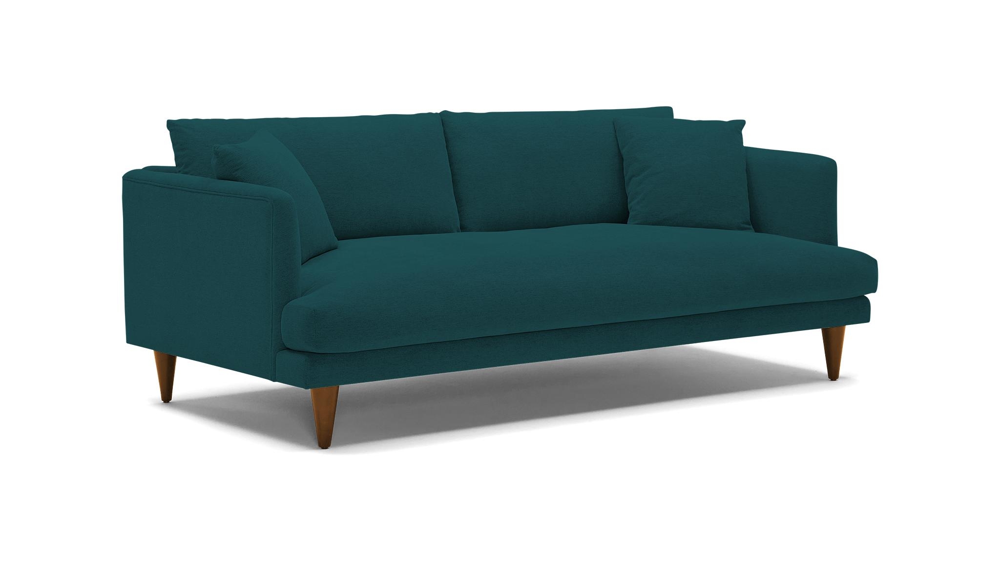Blue Lewis Mid Century Modern Sofa - Royale Peacock - Mocha - Cone - Image 1