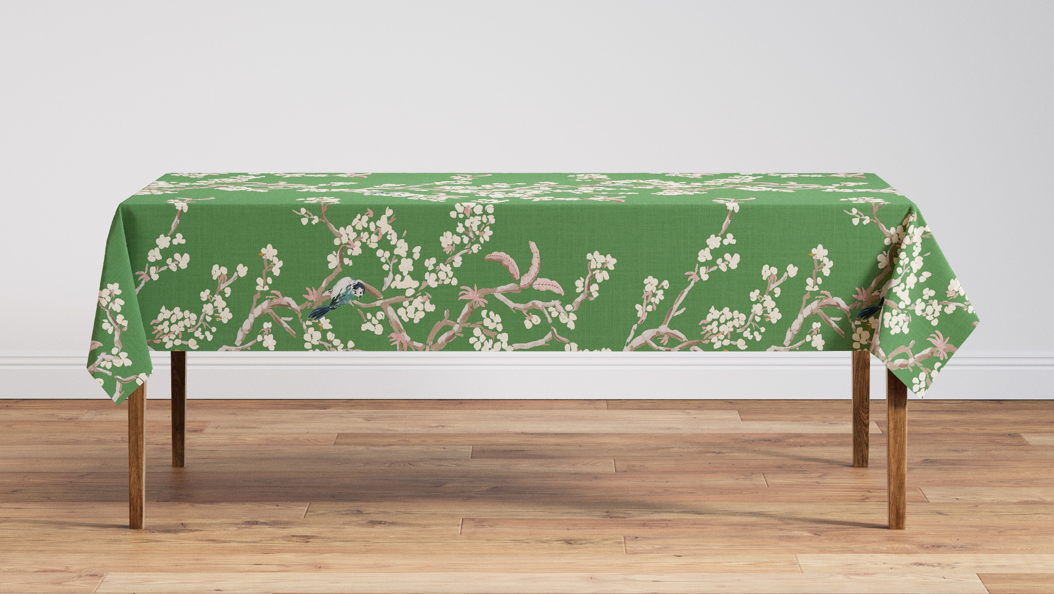 Tablecloth 56" x 108", Jade Cherry Blossom, 56" x 108" - Image 1
