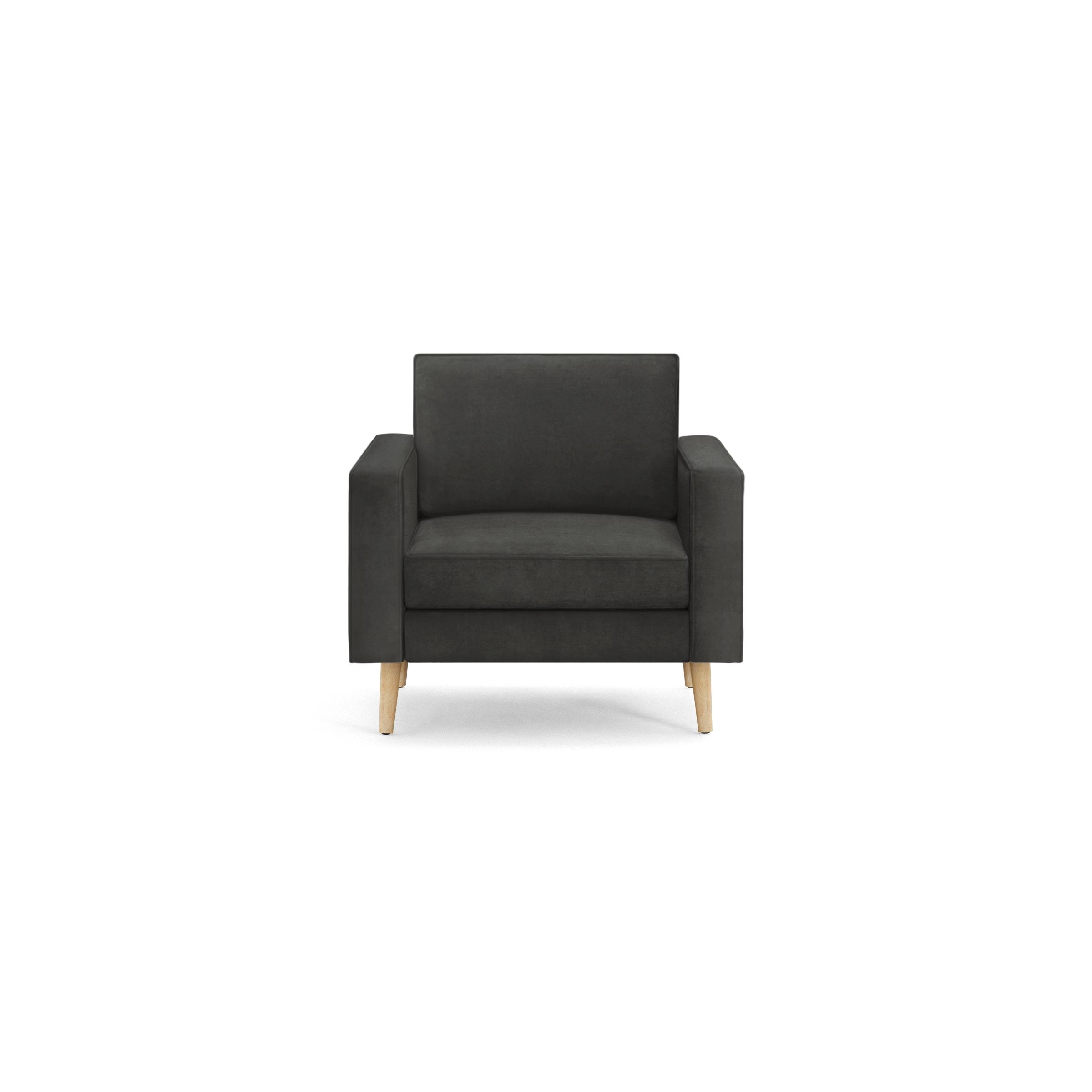 Nomad Velvet Armchair - Graphite Grey - Performance Velvet / Oak - Wood - Image 0