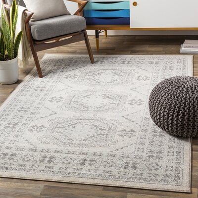 Wolbert Distressed Global-Inspired Light Gray Area Rug - Image 0