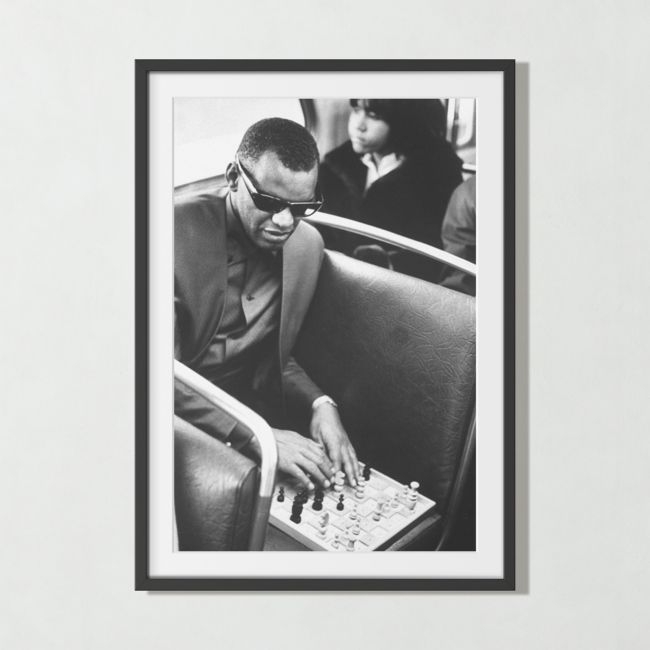 'Ray Charles Playing Chess' Photographic Print in Black Frame 27"x38" - Image 0