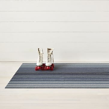 Chilewich Block Stripe Shag Floormat, 18x28, Denim - Image 2