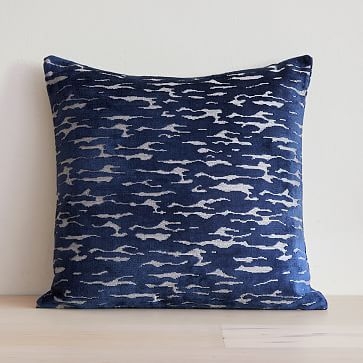 Distressed Cut Velvet Pillow Cover, 20"x20", Midnight - Image 0