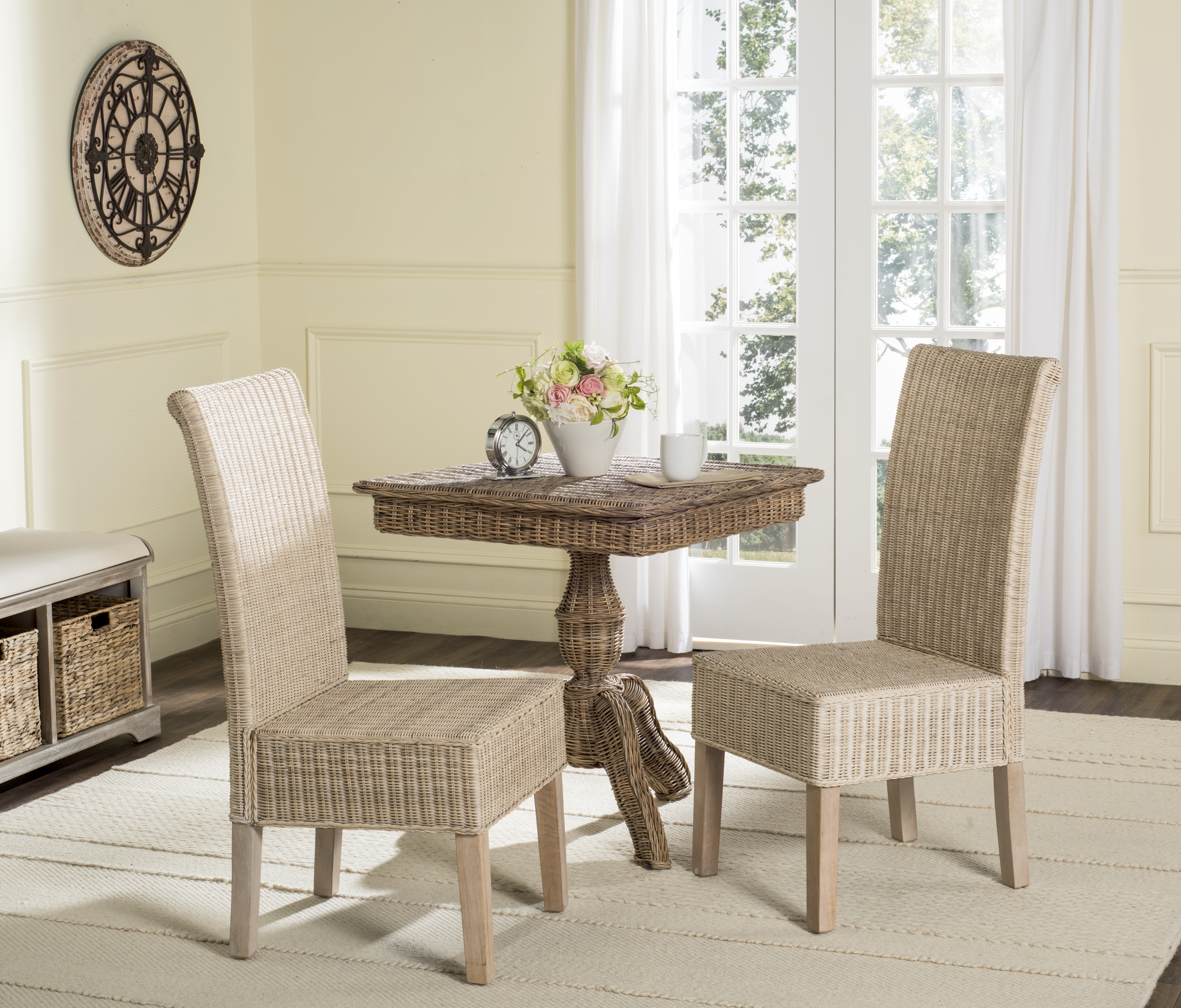 Arjun 18''H Wicker Dining Chair - White Wash - Safavieh - Image 1