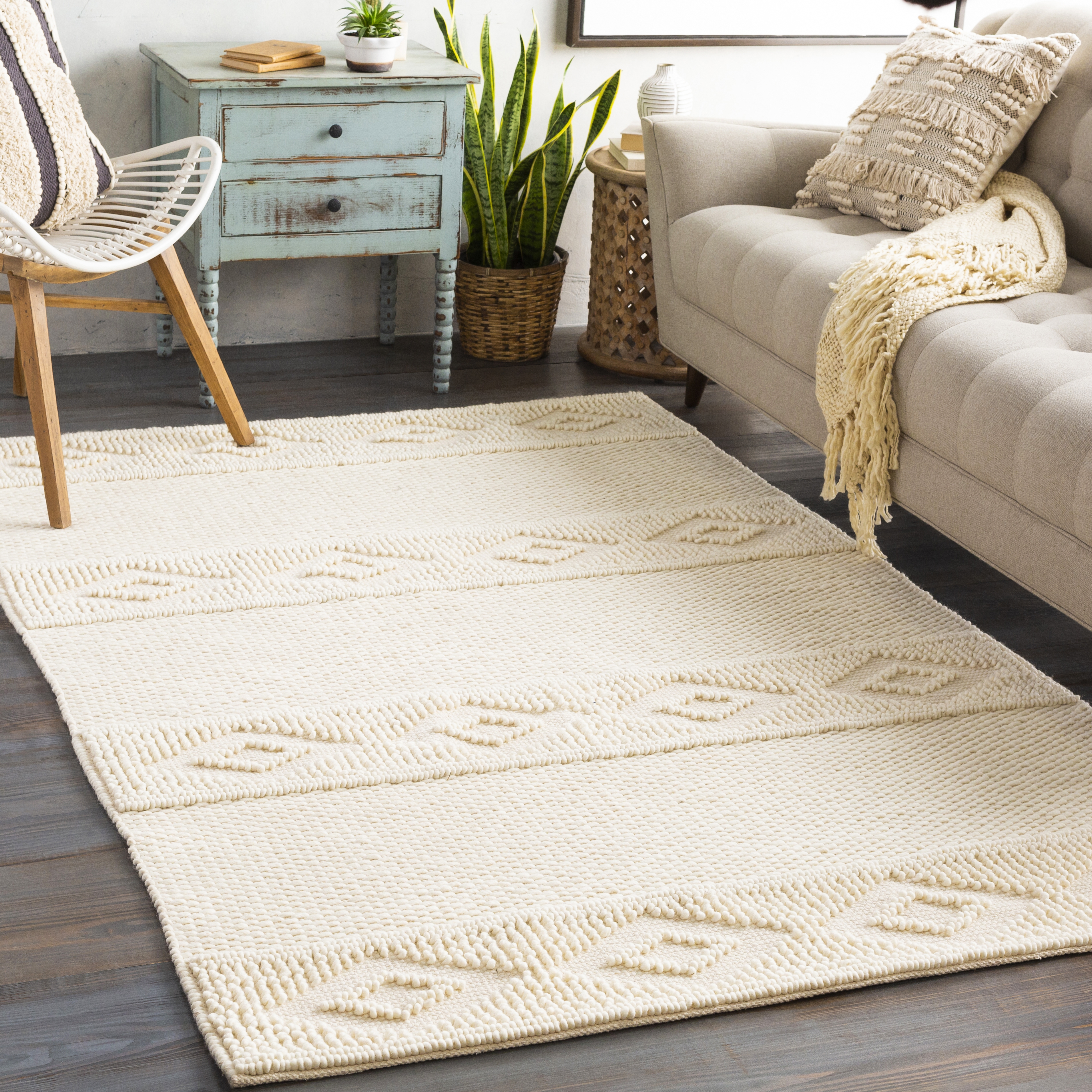 Farmhouse Neutrals Beige Indoor 2'6" x 8' Handmade Rug - Image 1