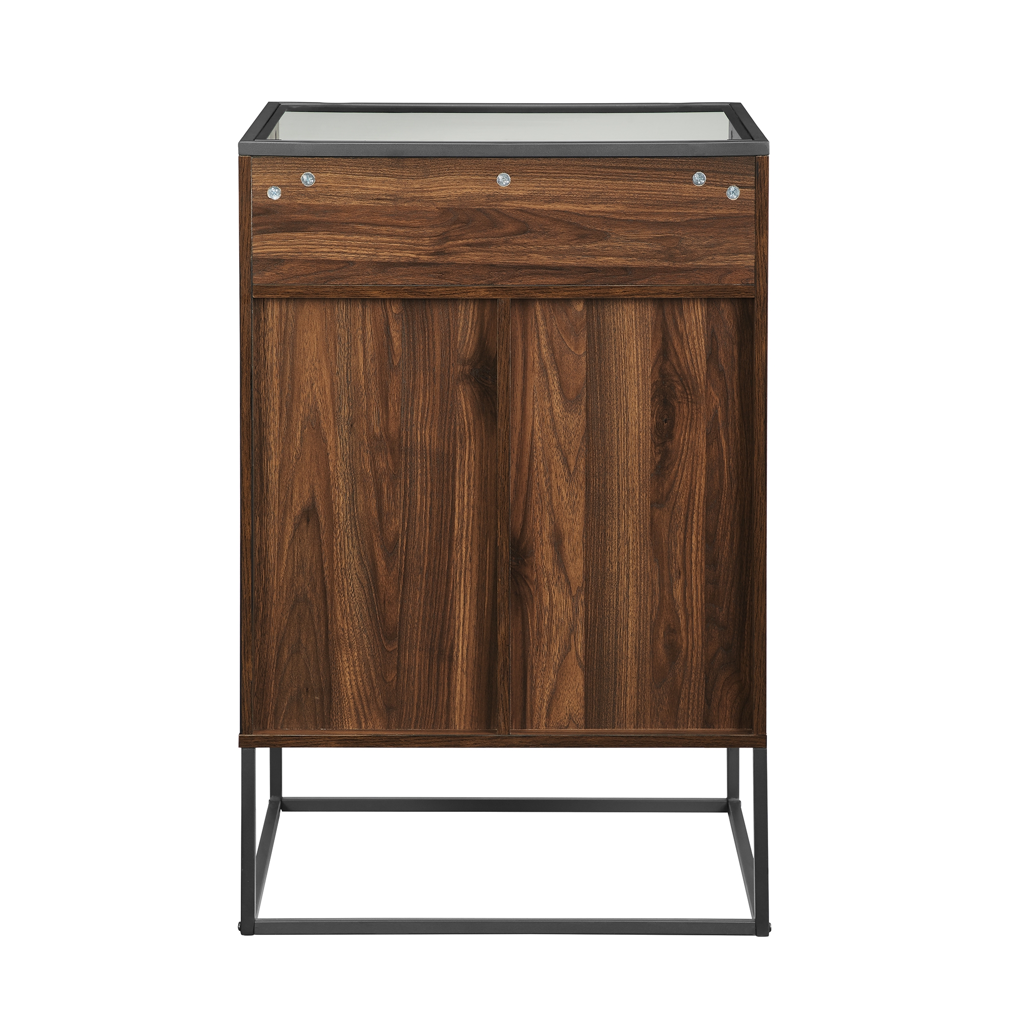 William 24" 1 Door Glass Top Bar Cabinet - Dark Walnut - Image 3