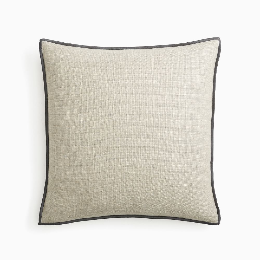 Classic Linen Pillow Cover, 20"x20", Natural/Slate - Image 0