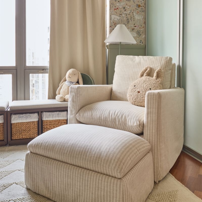 Ever Slipcovered Striped Nursery Glider Chair by Leanne Ford - Image 4