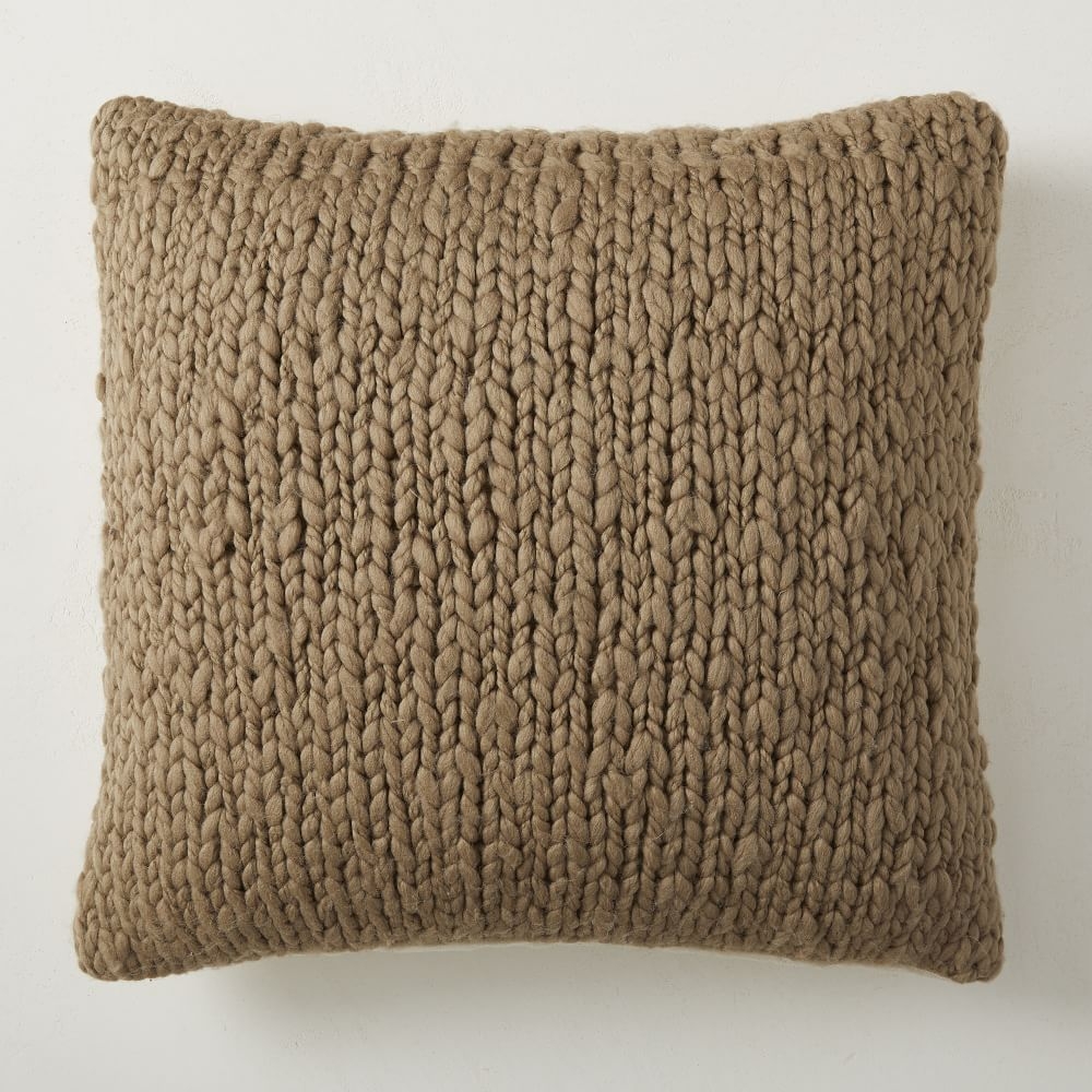 Wool Knit Pillow Cover, 20"x20", Clay - Image 0
