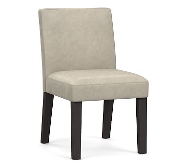 Classic Leather Dining Side Chair, Blackened Oak Legs, Statesville Pebble - Image 0