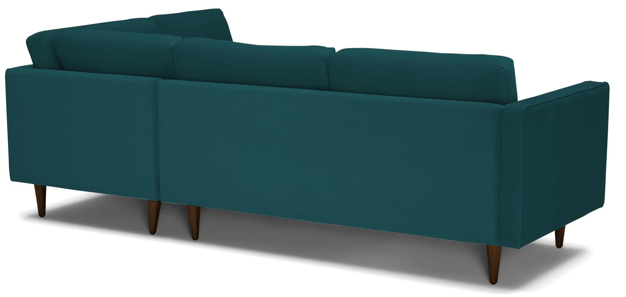 Blue Briar Mid Century Modern Sectional with Bumper - Royale Peacock - Mocha - Left - Image 4