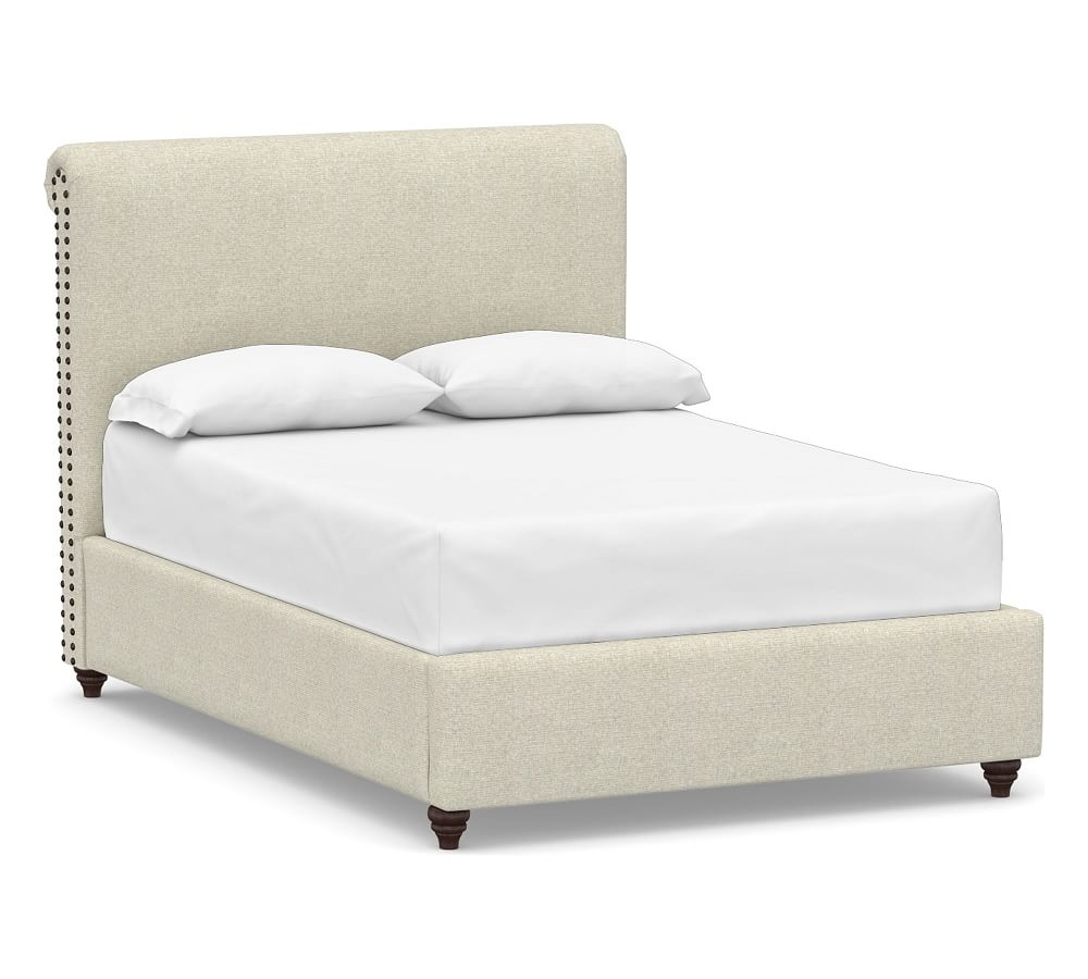 Chesterfield Non-Tufted Upholstered Bed, Queen, Performance Heathered Basketweave Alabaster White - Image 0