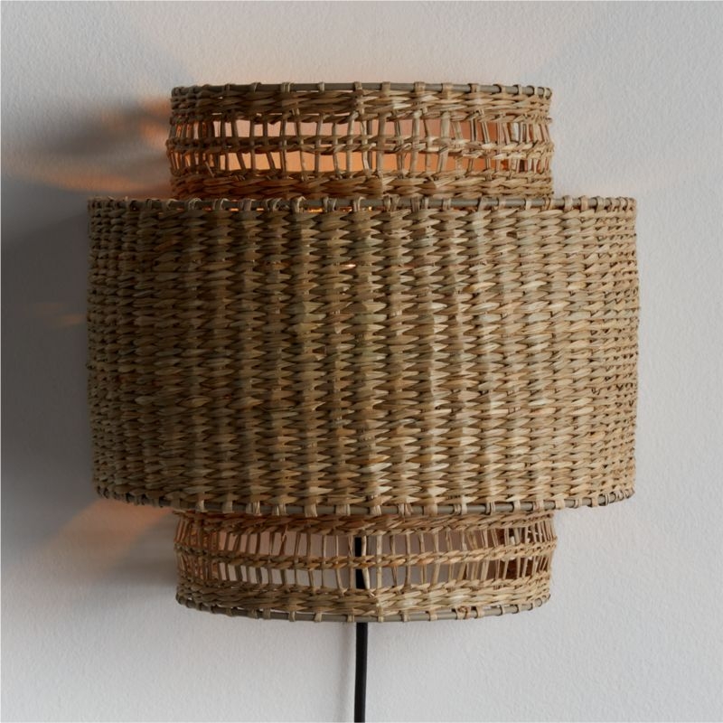 Nossa Natural Woven Plug In Wall Sconce Light - Image 1
