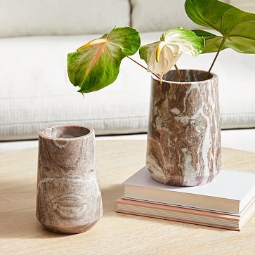 Pink Marble Vases, Small and Large, Set of 2 - Image 0