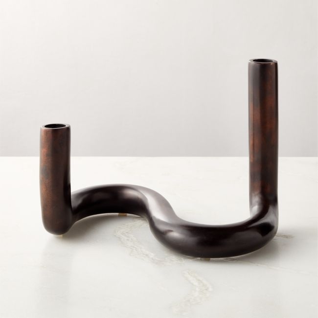 Freya Bronze Taper Candle Holder - Image 0