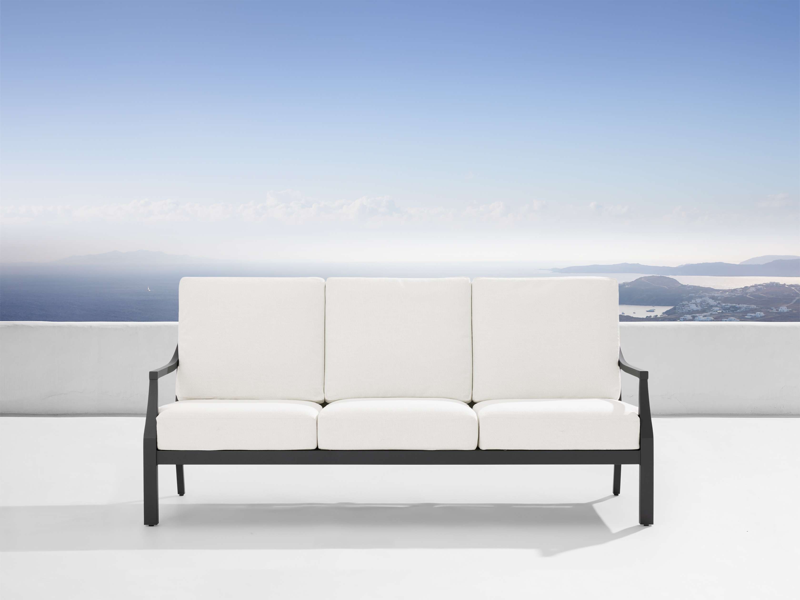 Montego Outdoor Sofa Aluminum in Black  Eden Snow/79" - Image 0