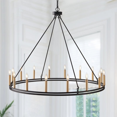 16-Light Farmhouse Rustic Wagon Wheel Chandelier - Image 0