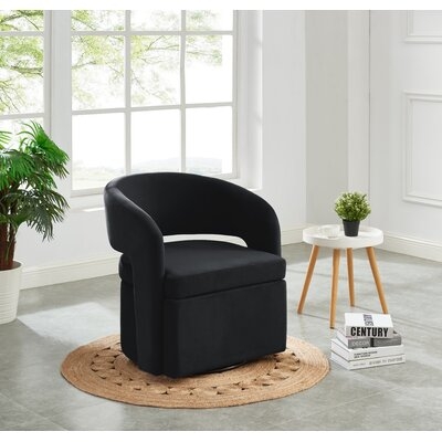 Brandale Velvet Swivel Accent Chair - Black - Image 0