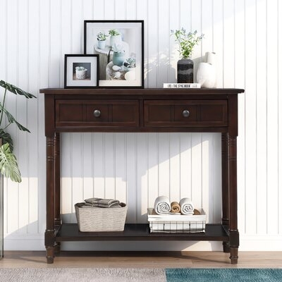 Wooden Console Table With Two Drawers And Bottom Shelf - Image 0